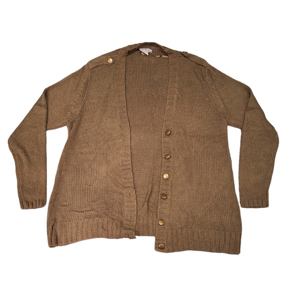 Alfred Sung Olive Knit Cardigan with Brass Buttons - Picture 2 of 4